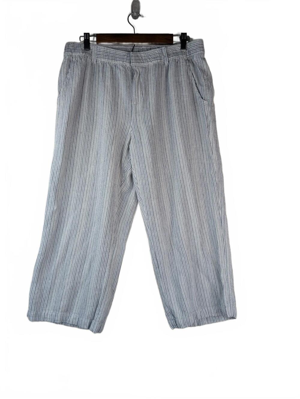 Liz Claiborne Classic Lightweight Striped Linen-Blend Pants Size Medium